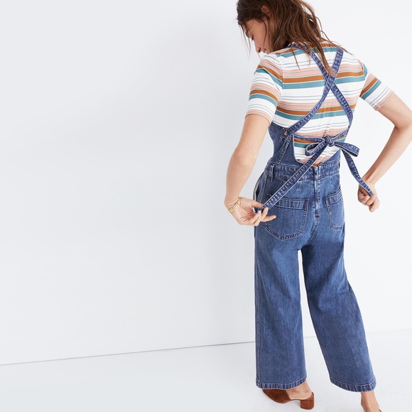 tie back denim jumpsuit